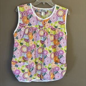 Vintage Anthony Richards Pearl Snap Smock Craft Apron Floral Size Medium‎